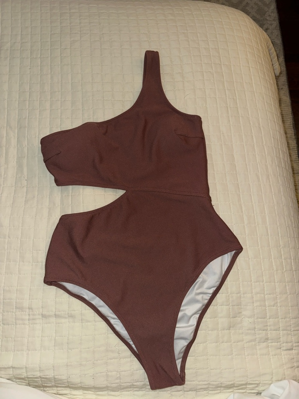 Amazon One-Shoulder Cutout One-Piece Swimsuit - Brown